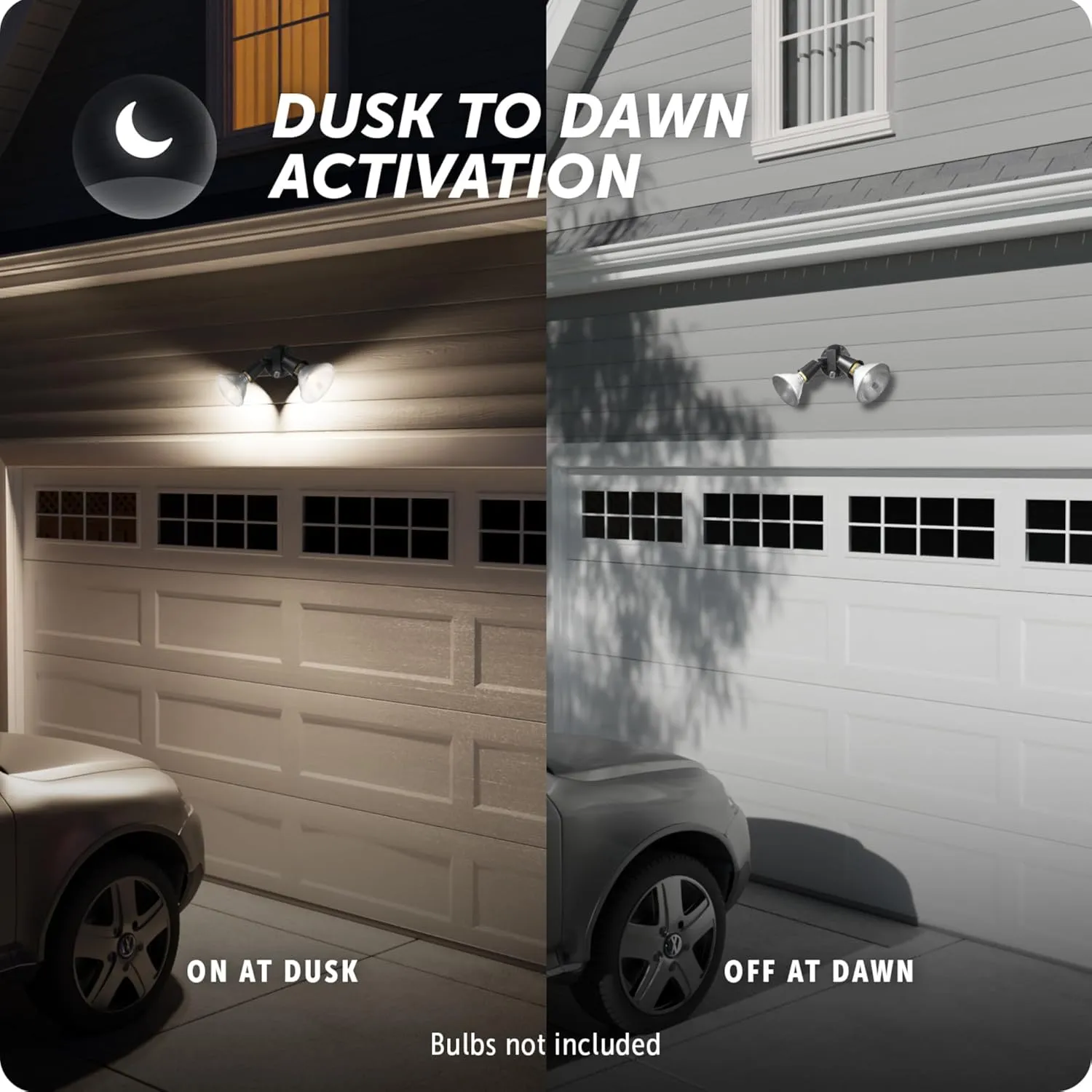 GLOBE Electric 240 W Twin Head Black Hardwired Automatic Dusk to Dawn Security Flood Light, Spotlight, Outdoor, Outside House Lights, 17000083