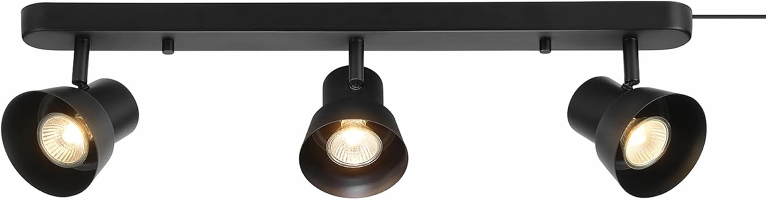 GLOBE Electric 64000115 22" 3-Light Plug-in Track Lighting, Matte Black, Pivoting Track Heads, 15-Foot Black Cord, in-Line on/Off Rocker Switch