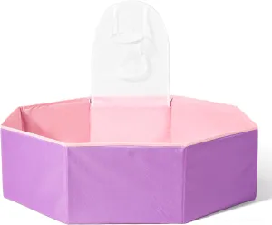 GOGOSO Foldable Ball Pit for Toddlers Large Soft Indoor Outdoor Pop Up Baby Kids Infant Ballpit Big Collapsible Puppy Dog Cat Pits with Basketball Hoop (Balls Not Included) Pink Purple