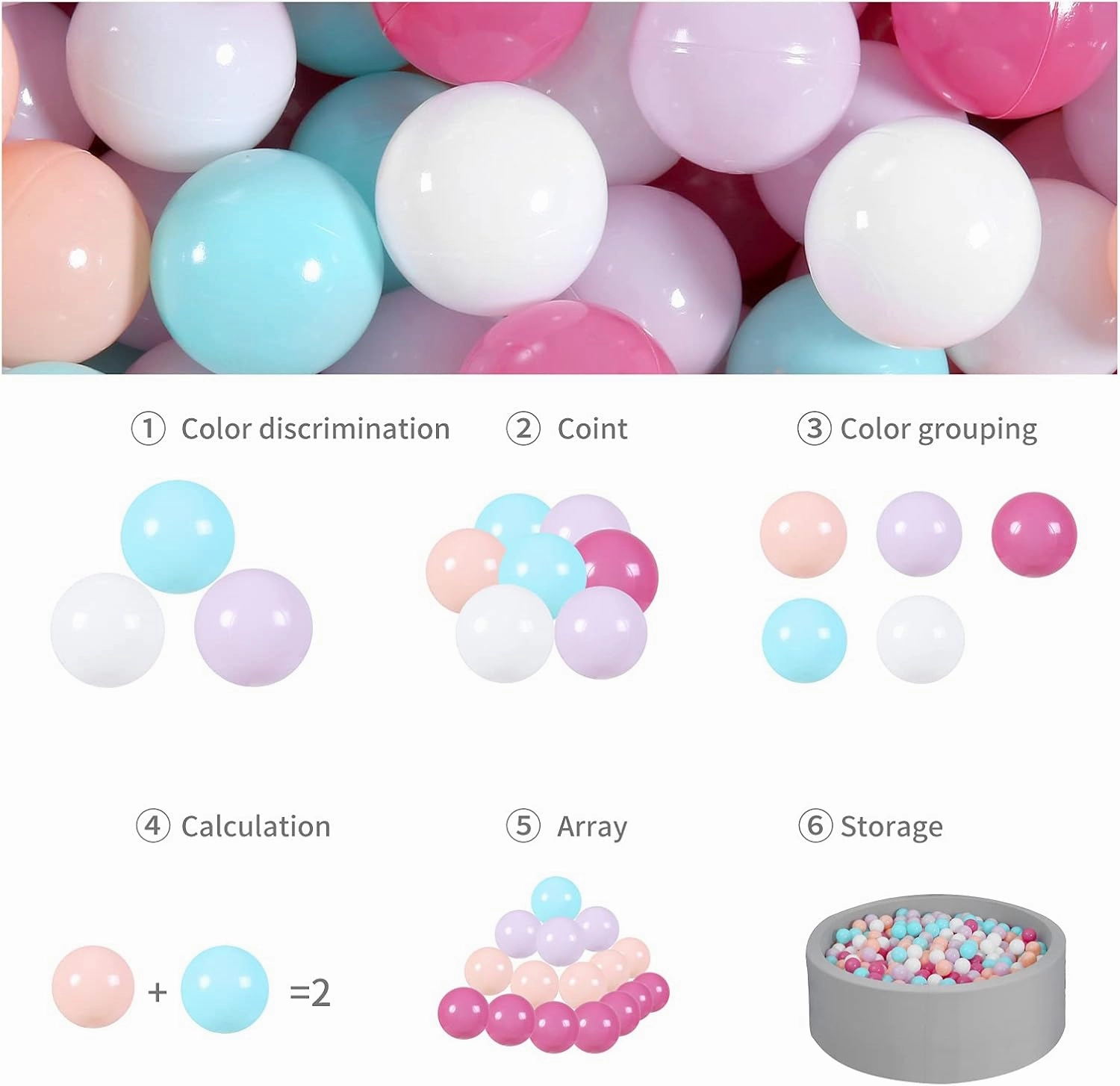 GOGOSO Ball Pit Balls for Toddles Kids Plastic Ballpits Accessories Crush Proof Durable Fun Shape Play Baby Bath Toys 50 100 200 500 1000