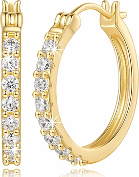 Gold Earrings 14K Gold Hoop Earrings for Women with Cubic Zirconia Adorably Compact and Eye-Catching Statement Hoop Earring for Womens Trendy 20mm