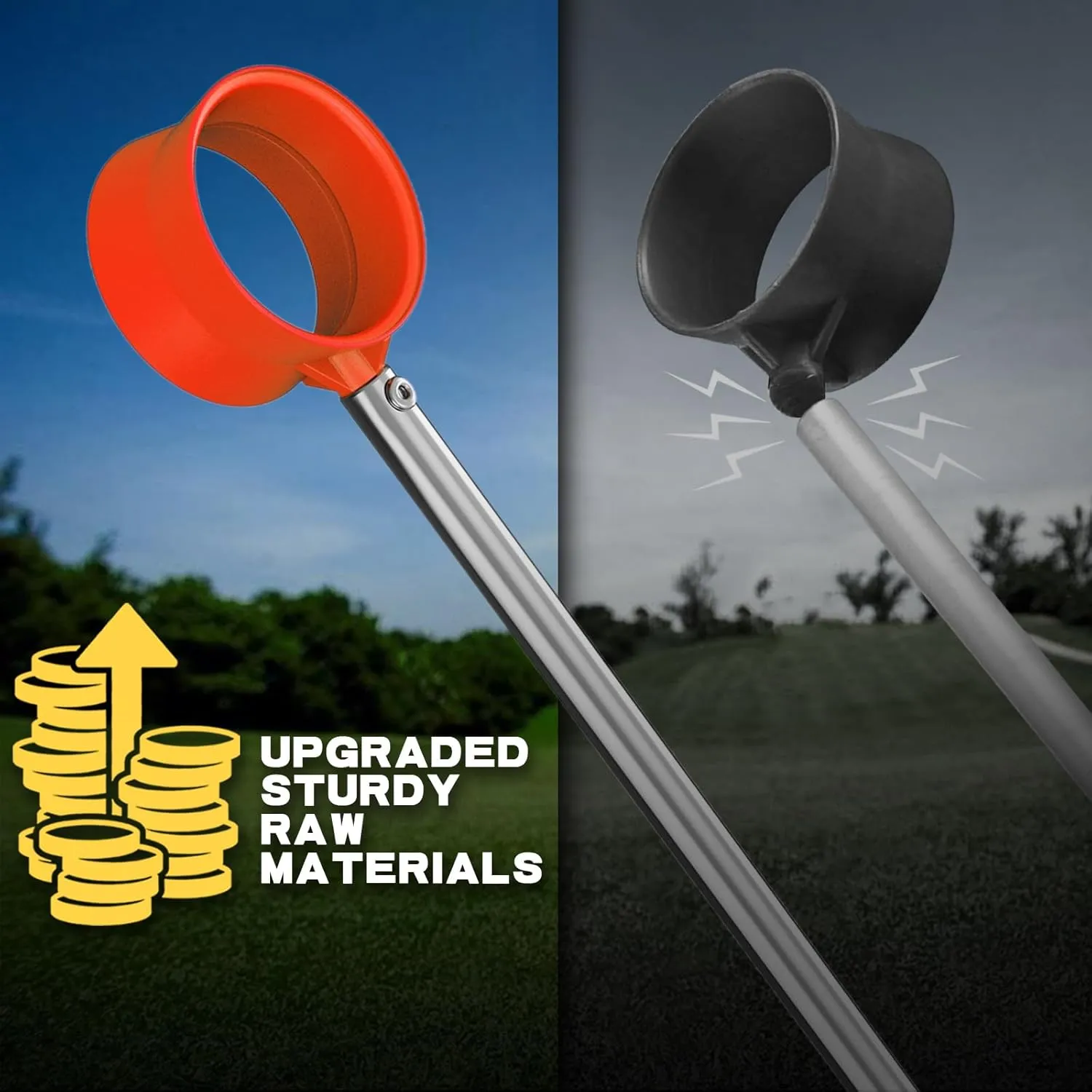 Golf Ball Retriever Telescopic for Water, 12Ft/9Ft Two-Sided Golf Ball Grabber Stainless Steel Ball Retriever Tool Golf Ball Picker Golf Accessories