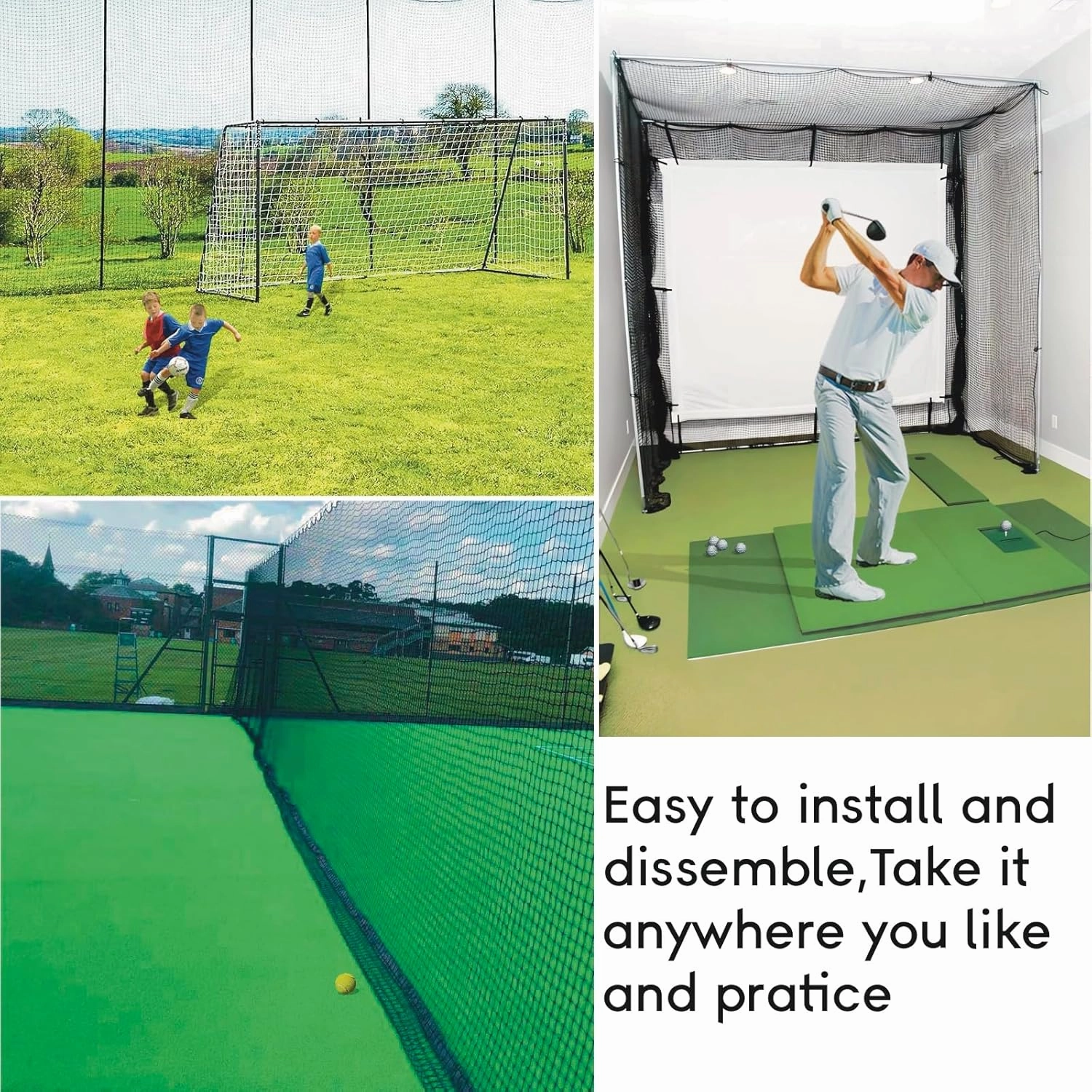 Golf Practice Net,Heavy Duty Nylon Golf Hitting Net,Golf Net Outdoor Indoor with Wire Hanging Kit,Golf Nets for Backyard Driving，Golf,Baseball, Hockey, Soccer（10/15/20/25/30ft