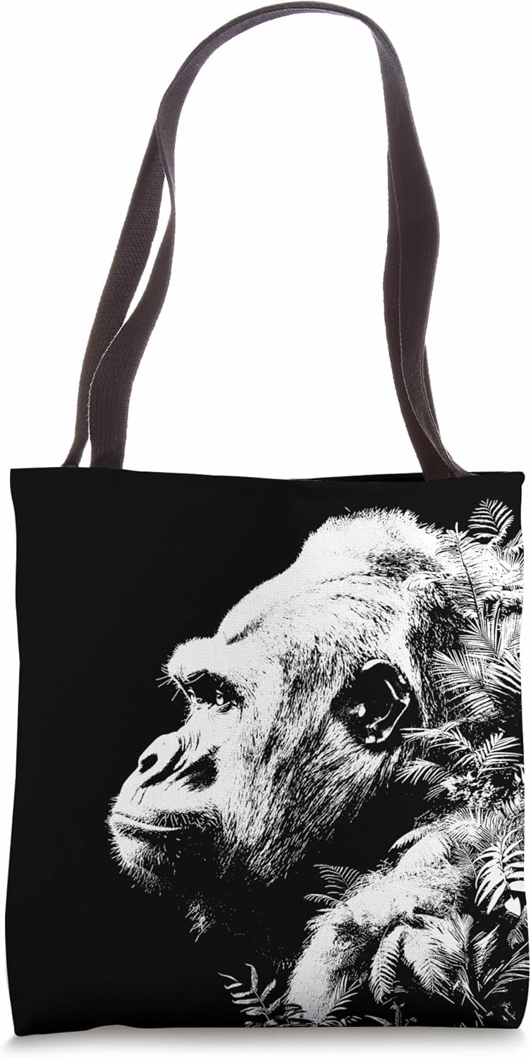 Gorilla Jungle Plants Monkey Ape Wildlife Preservation Tote Bag