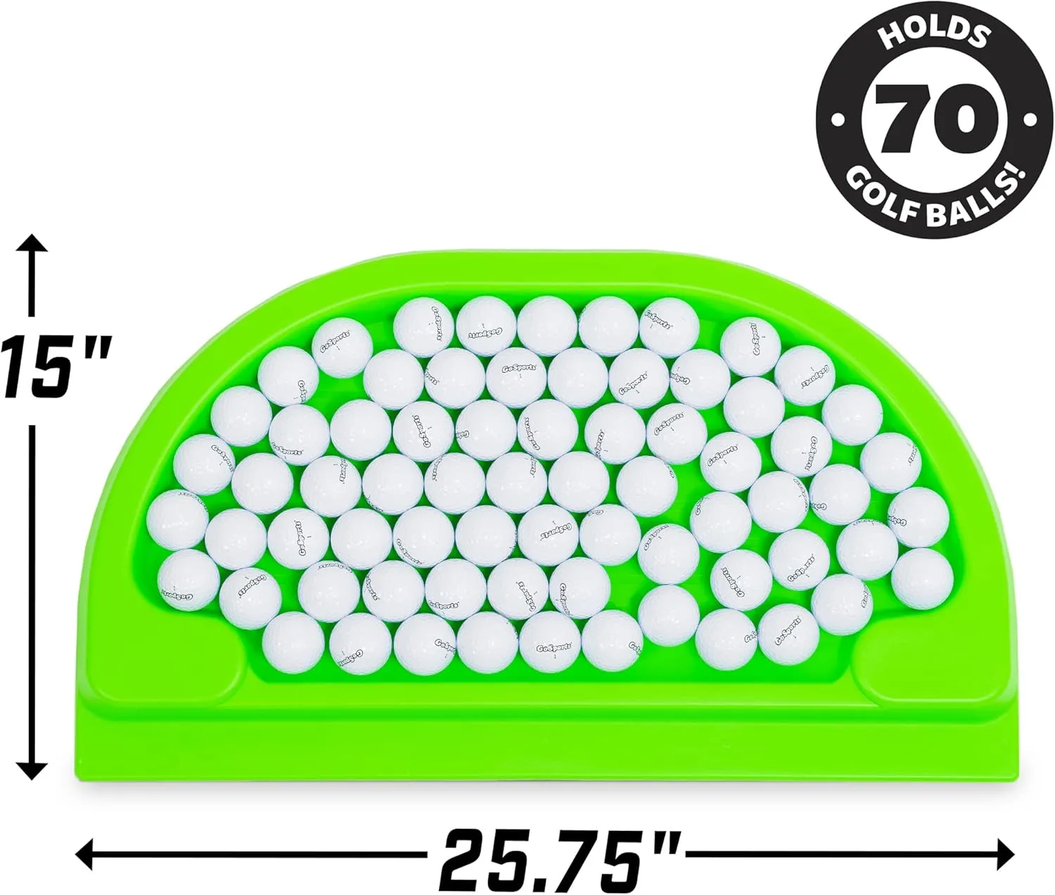 GoSports All-Weather Golf Ball Tray with 70 Ball Capacity - Black or Green - Compatible with All Hitting Mats