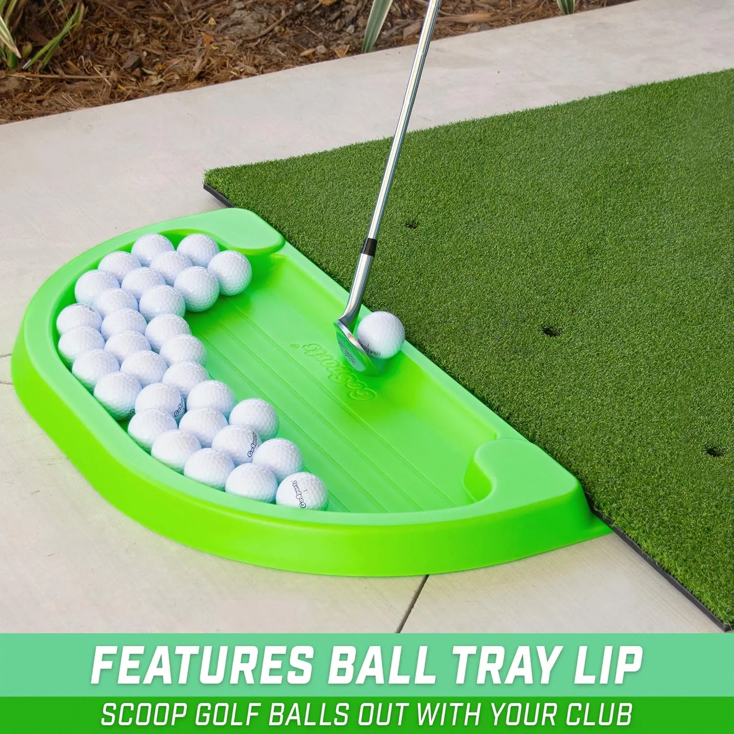 GoSports All-Weather Golf Ball Tray with 70 Ball Capacity - Black or Green - Compatible with All Hitting Mats