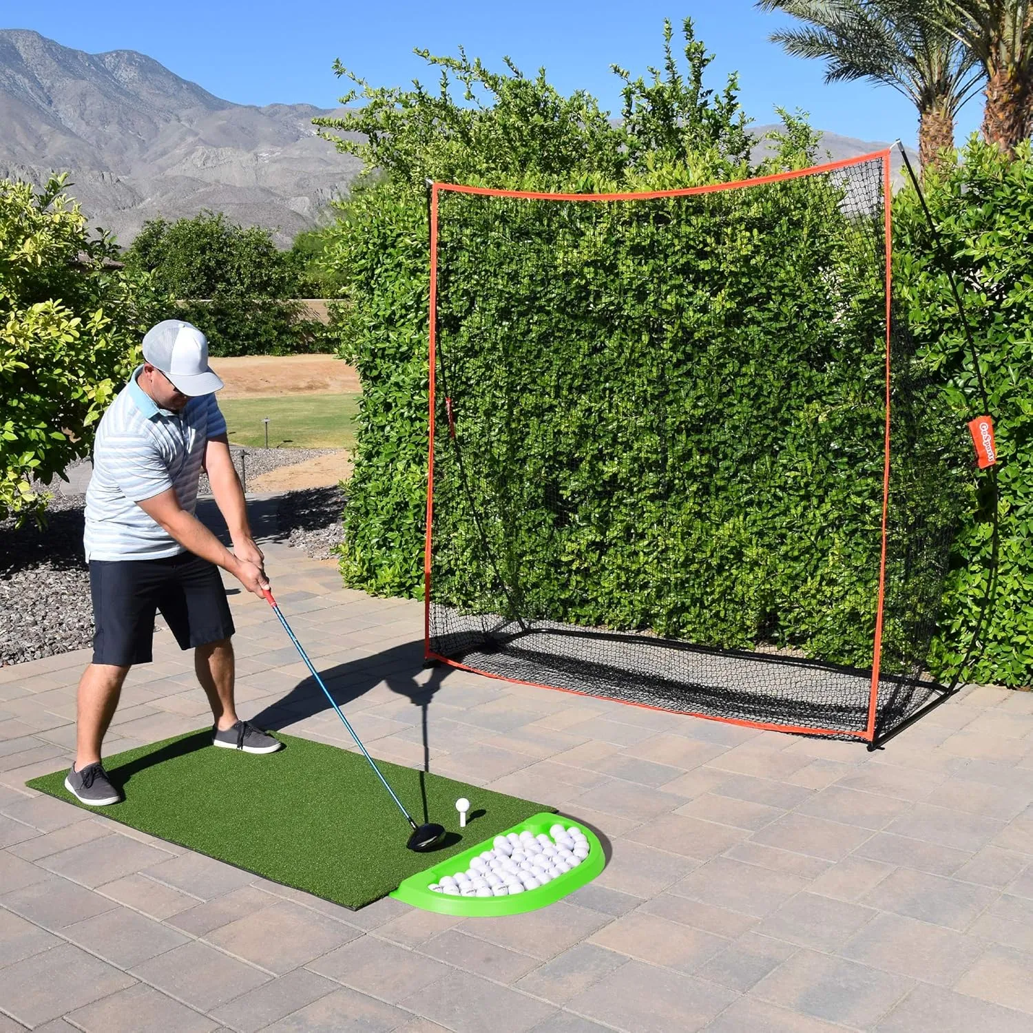 GoSports All-Weather Golf Ball Tray with 70 Ball Capacity - Black or Green - Compatible with All Hitting Mats