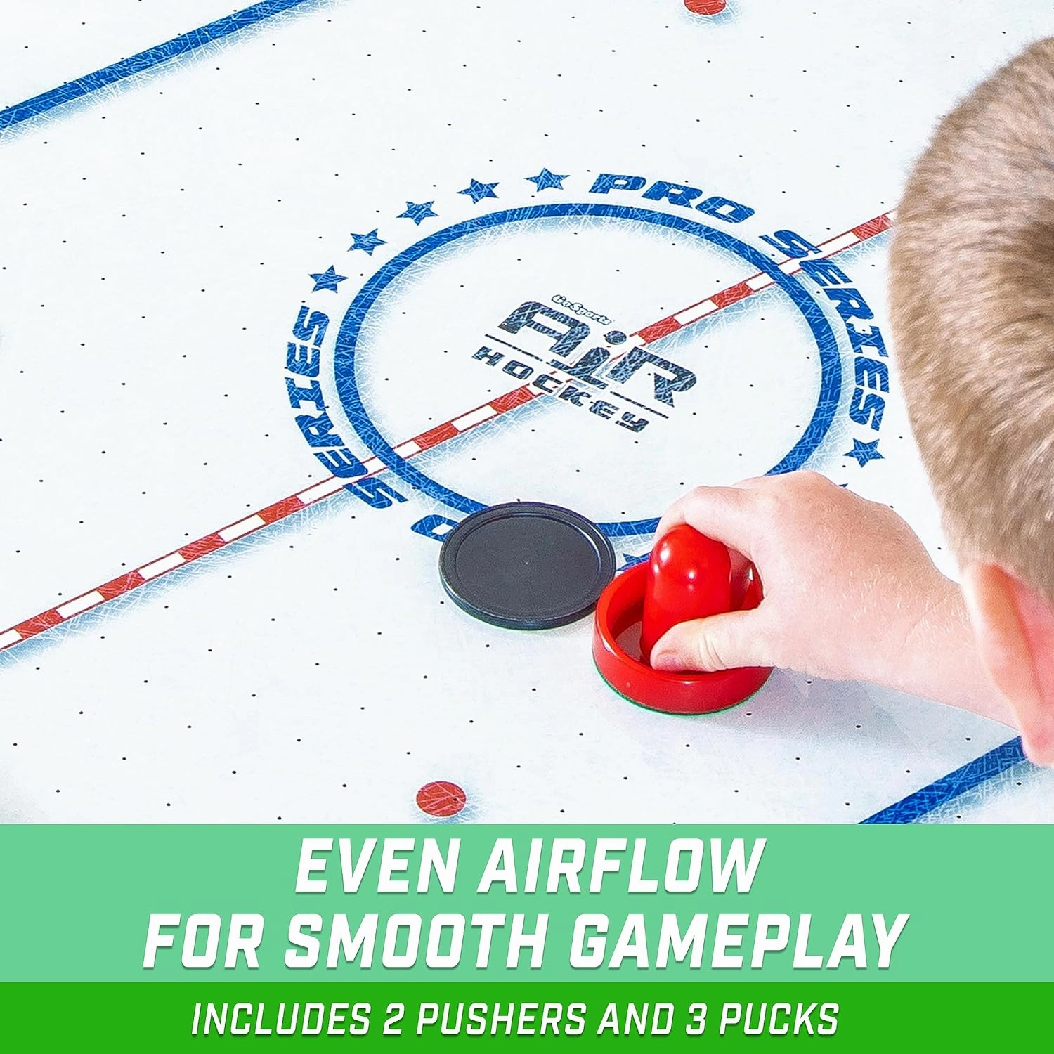 GoSports 48 Inch Air Hockey Arcade Table for Kids - Oak or Black - Includes 2 Pushers, 3 Pucks, AC Motor, and LED Scoreboard