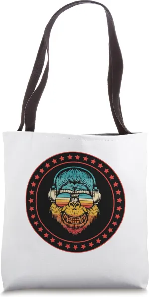 Great Ape / Gorilla / Primate / Headphones / Music / Ape Tote Bag