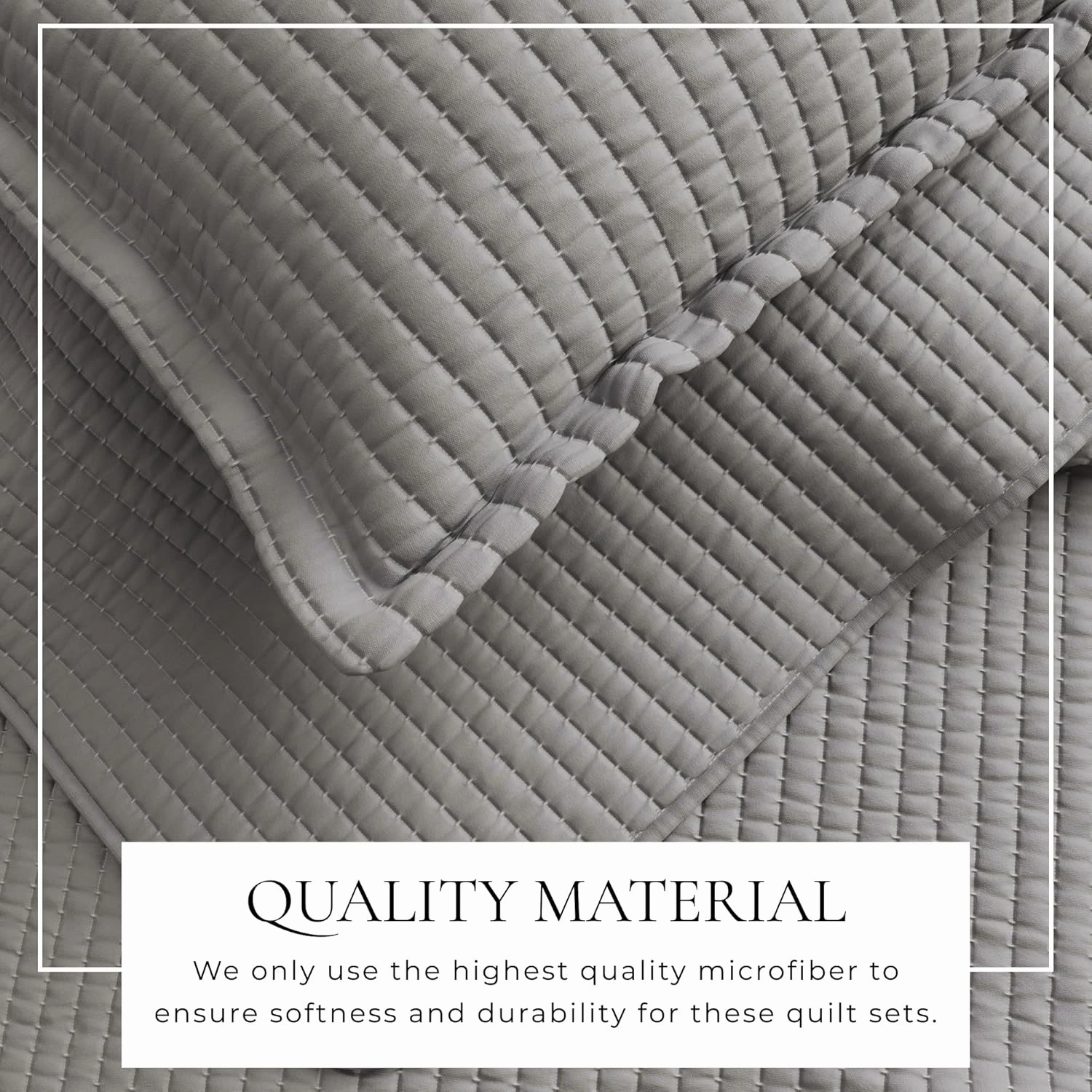 Great Bay Home King Quilt Bedding Set, 3-Piece Lightweight Summer Channel Stitch Quilt Set with Shams, Ultra Soft Ash Grey Bedspreads, Quilted Bedding Coverlets for All Seasons