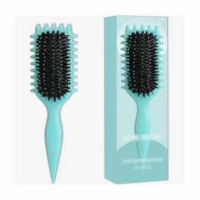 green 1 piece curly hair brush and Curl Defining Brush for Detanging and Defining Curls for women and men.