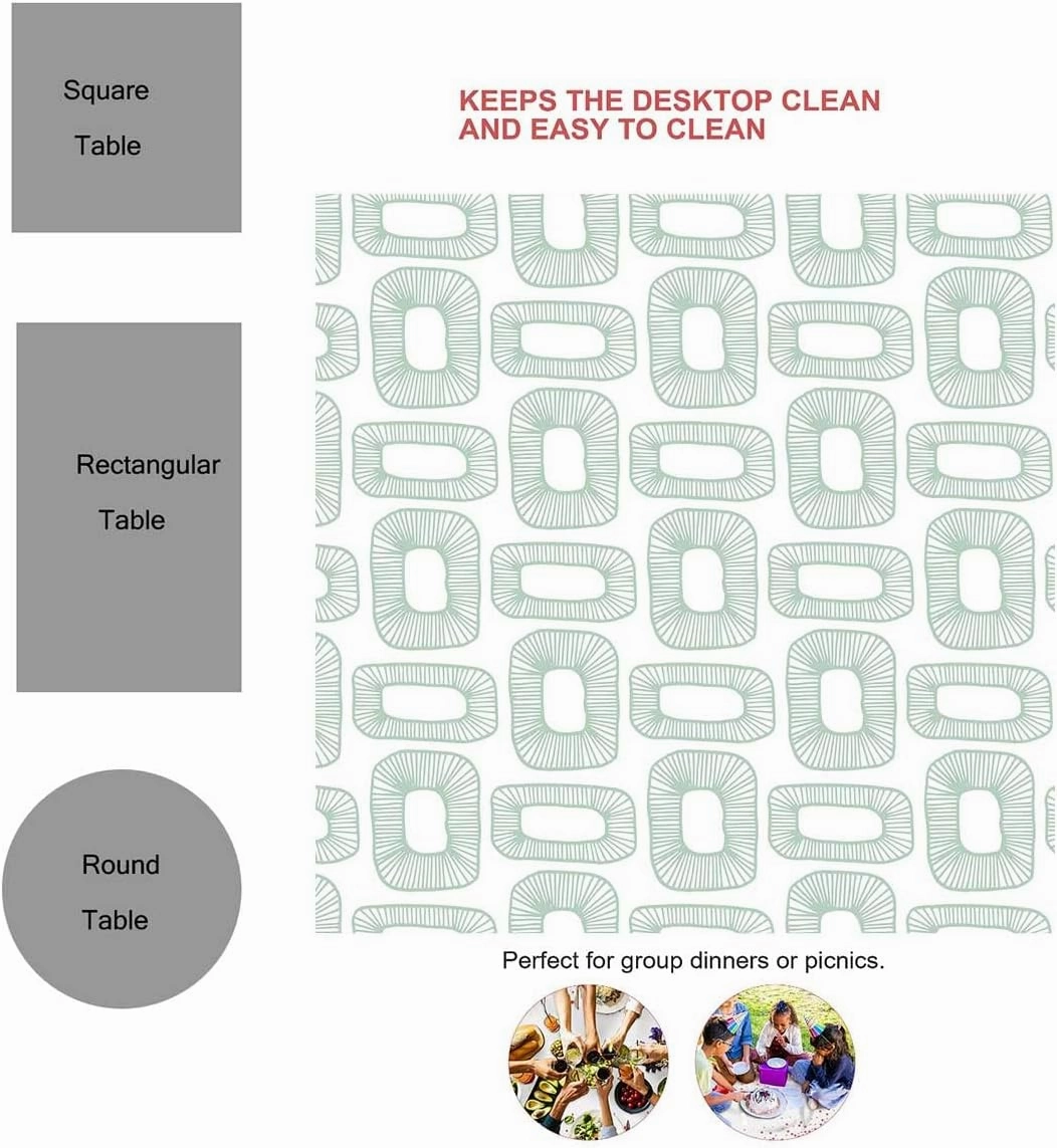 Green Large Tablecloth Lattice Geometry Polka Dots Nordicpatio Table Cover Rectangle Decor for Home Kitchen 60 X 84 Inch