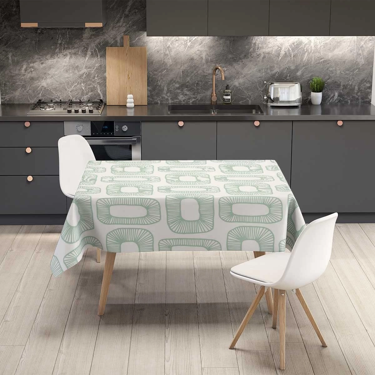 Green Large Tablecloth Lattice Geometry Polka Dots Nordicpatio Table Cover Rectangle Decor for Home Kitchen 60 X 84 Inch