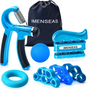 Grip Strength Trainer 7 Pack Adjustable, Finger Stretcher Resistance Extensor Bands, Finger Exerciser, Hand Gripper Strength Ring & Stress Ball