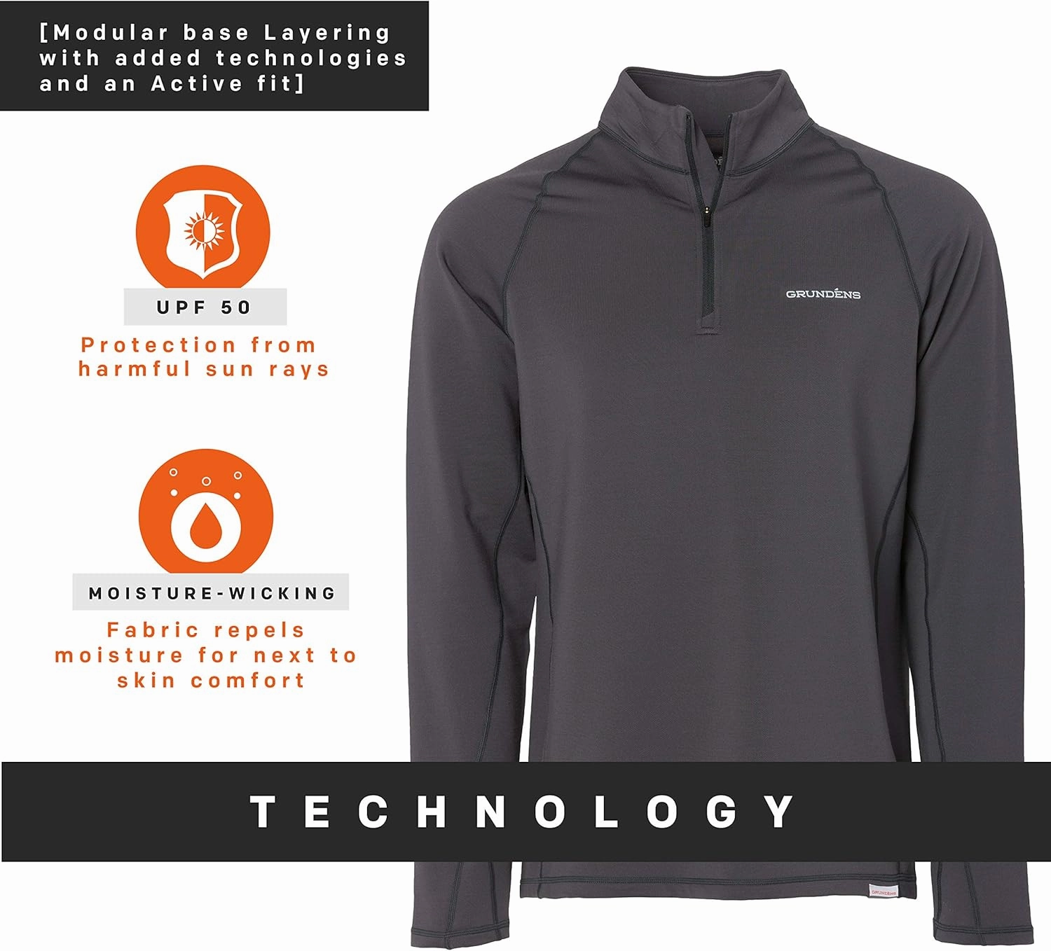 Grundens Men’s Grundies Mid 1/4 Top | Base Layer, Anti-Odor