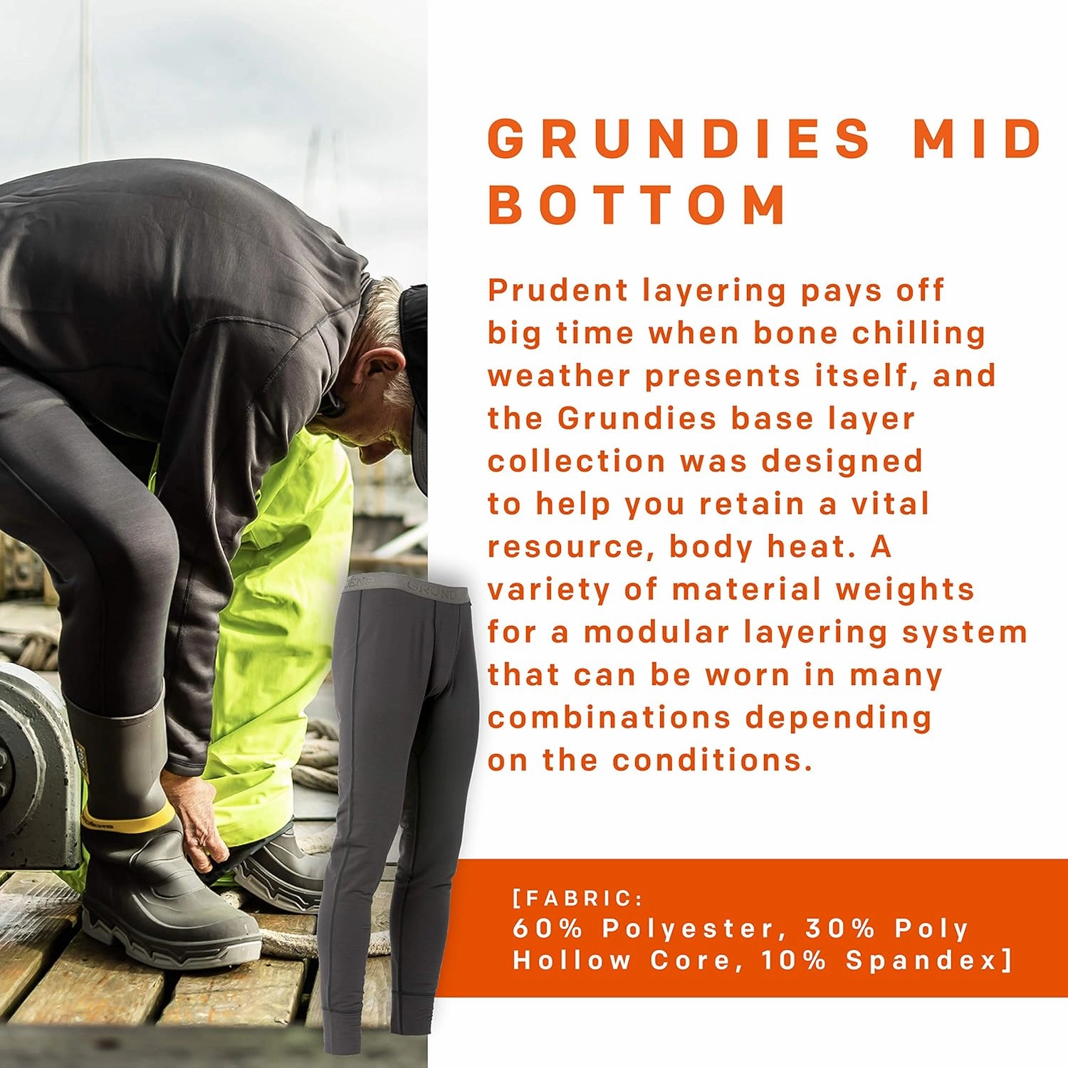 Grundens Men’s Grundies Mid Bottom | Base Layer, Anti-Odor
