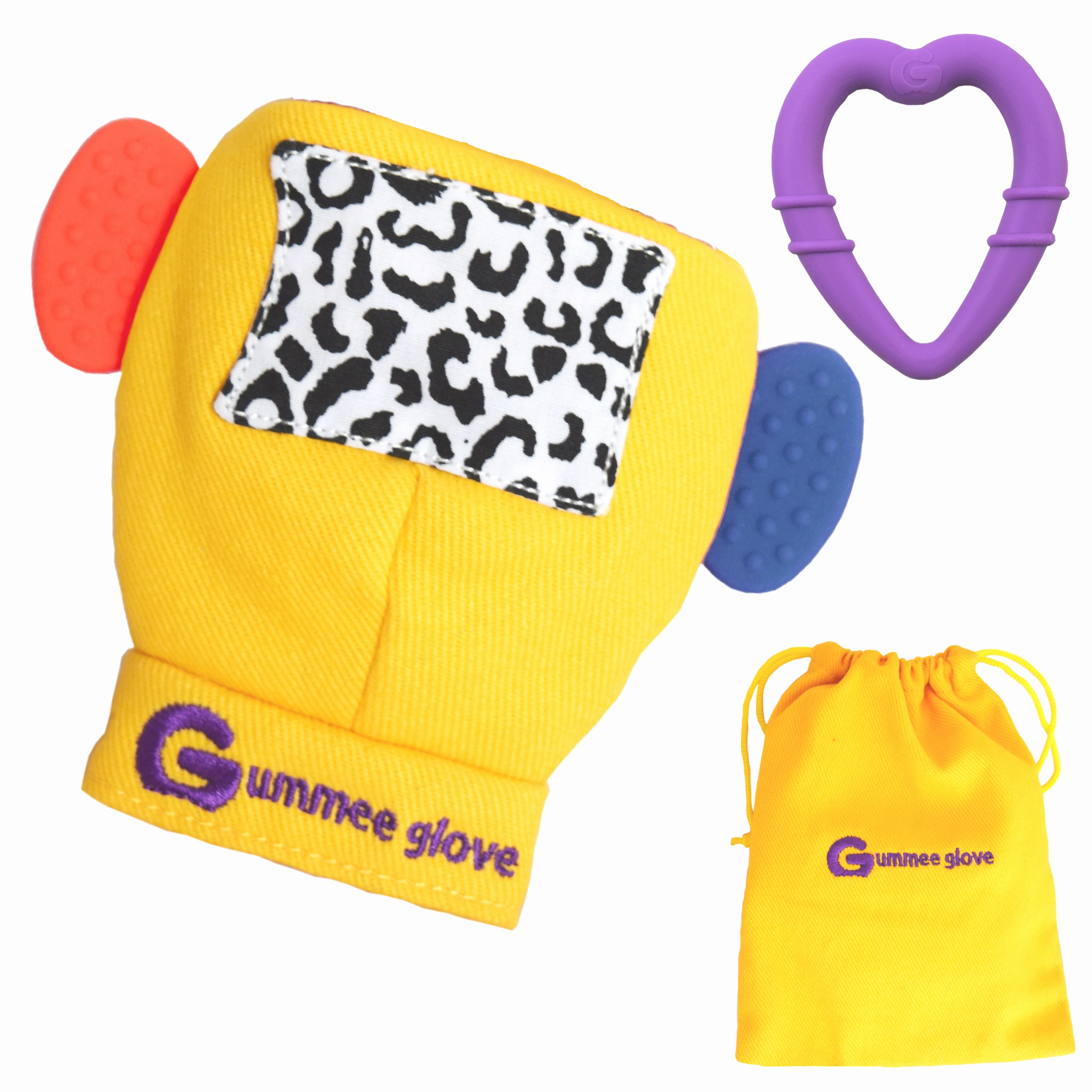 Gummee Double Pack Teething Mitten Yellow and Pink