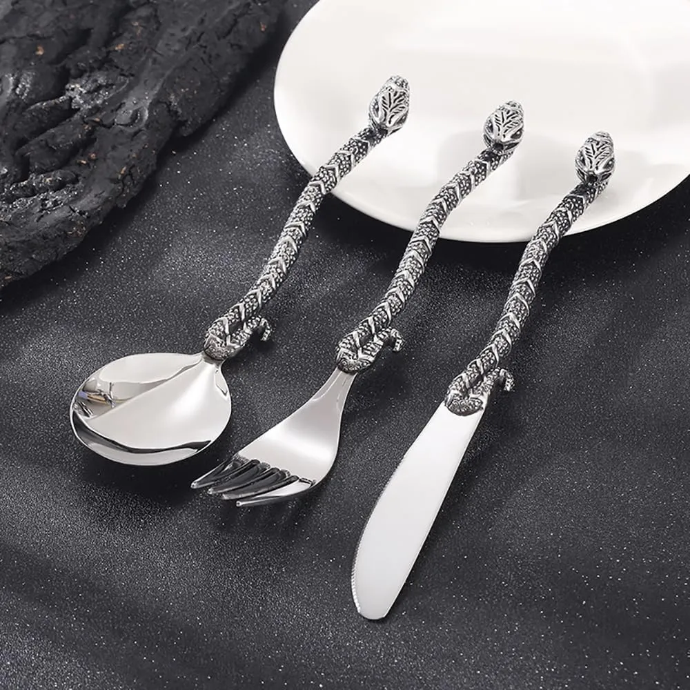 Halloween Essentials Cutlery Set Silverware Creative Snakes Handle Silverware Set Flatware Set for 4 Food-Grade 18/10 Stainless Steel include Dinner Forks Spoons Knives