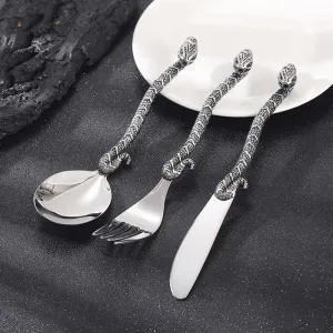 Halloween Essentials Cutlery Set Silverware Creative Snakes Handle Silverware Set Flatware Set for 4 Food-Grade 18/10 Stainless Steel include Dinner Forks Spoons Knives