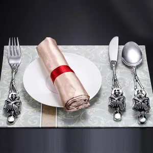 Halloween Essentials Cutlery Silverware Set 18 Piece Flatware Set for 6, Creative Skeleton Handle 18/10 Food-Grade Stainless Steel Utensils Set Best Gift Combo include Forks Spoons And Knives Set