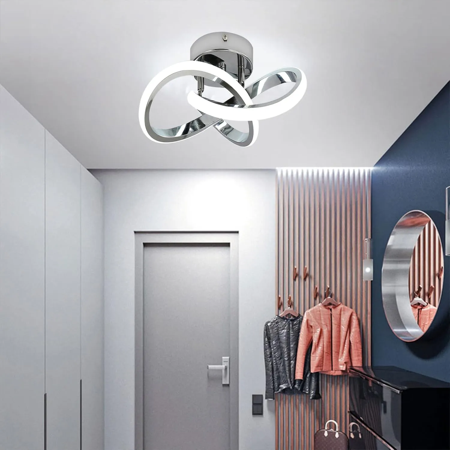 Hallway Light Acrylic Modern LED Ceiling Light Fixtures Cool White 6000K Close to Ceiling Lights for Bedroom Bathroom Kitchen Balcony Corridor Stair Aisle Curved Creative Design Celing lamp