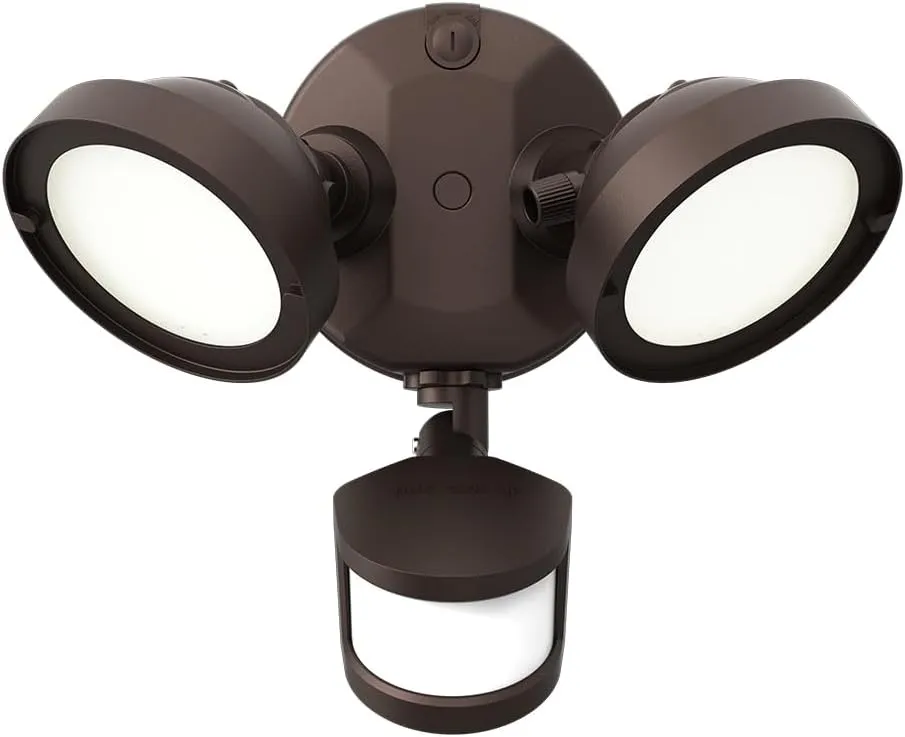 HALO TGS Outdoor Inegrated LED Motion Sensor Flood & Security Light Twin Round Head Bronze