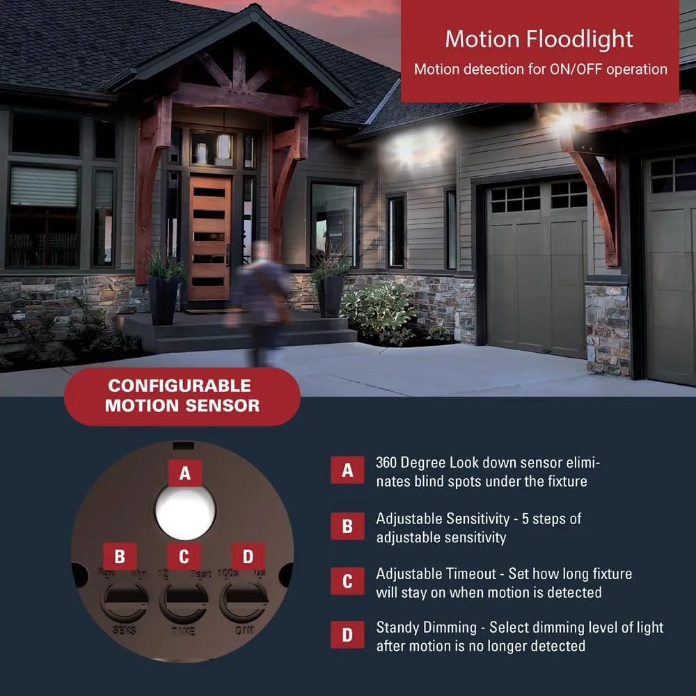 HALO TGS Outdoor Inegrated LED Motion Sensor Flood & Security Light Twin Round Head Bronze