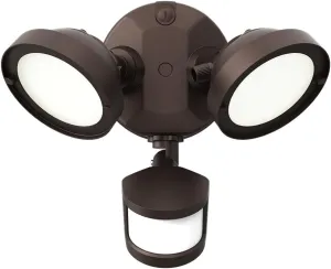 HALO TGS Outdoor Inegrated LED Motion Sensor Flood & Security Light Twin Round Head Bronze