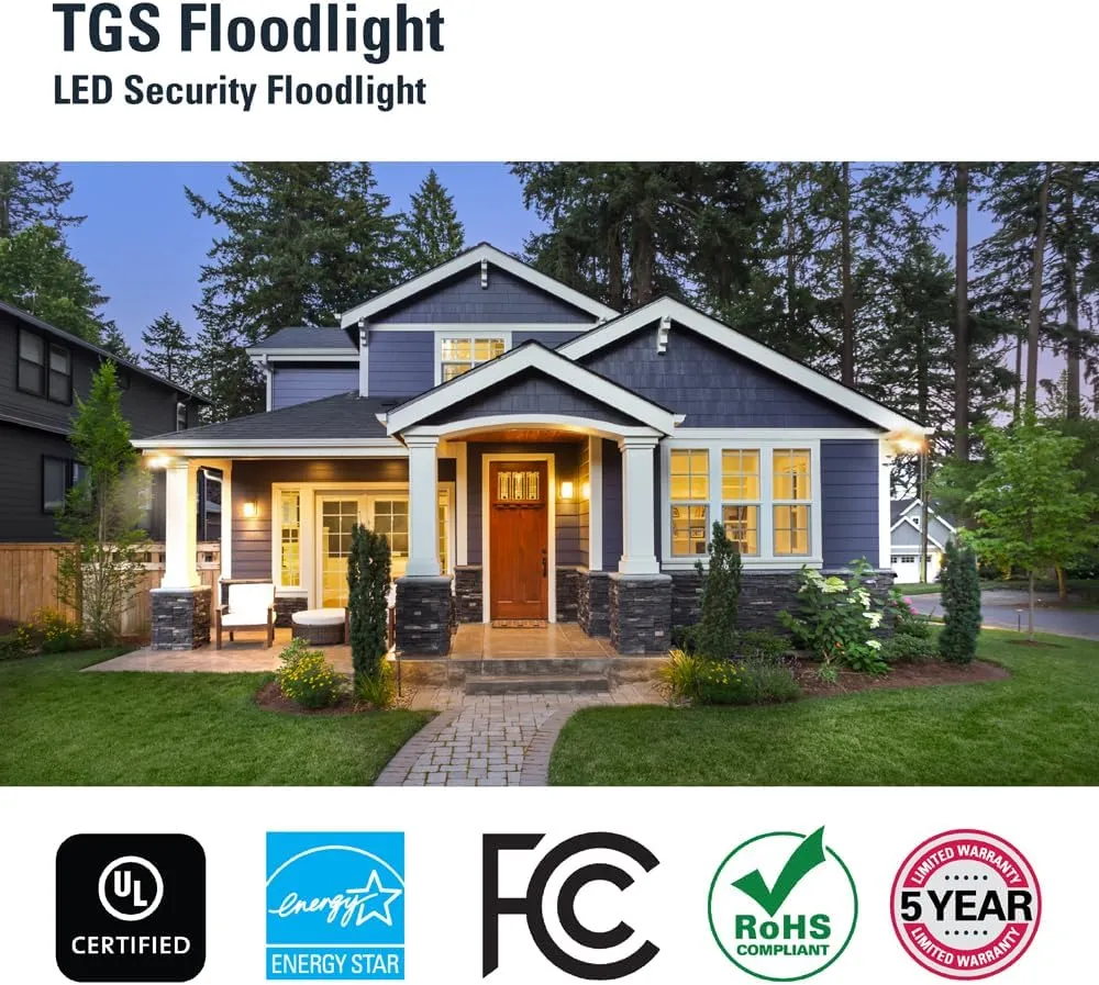 HALO TGS Outdoor Inegrated LED Motion Sensor Flood & Security Light Twin Round Head Bronze