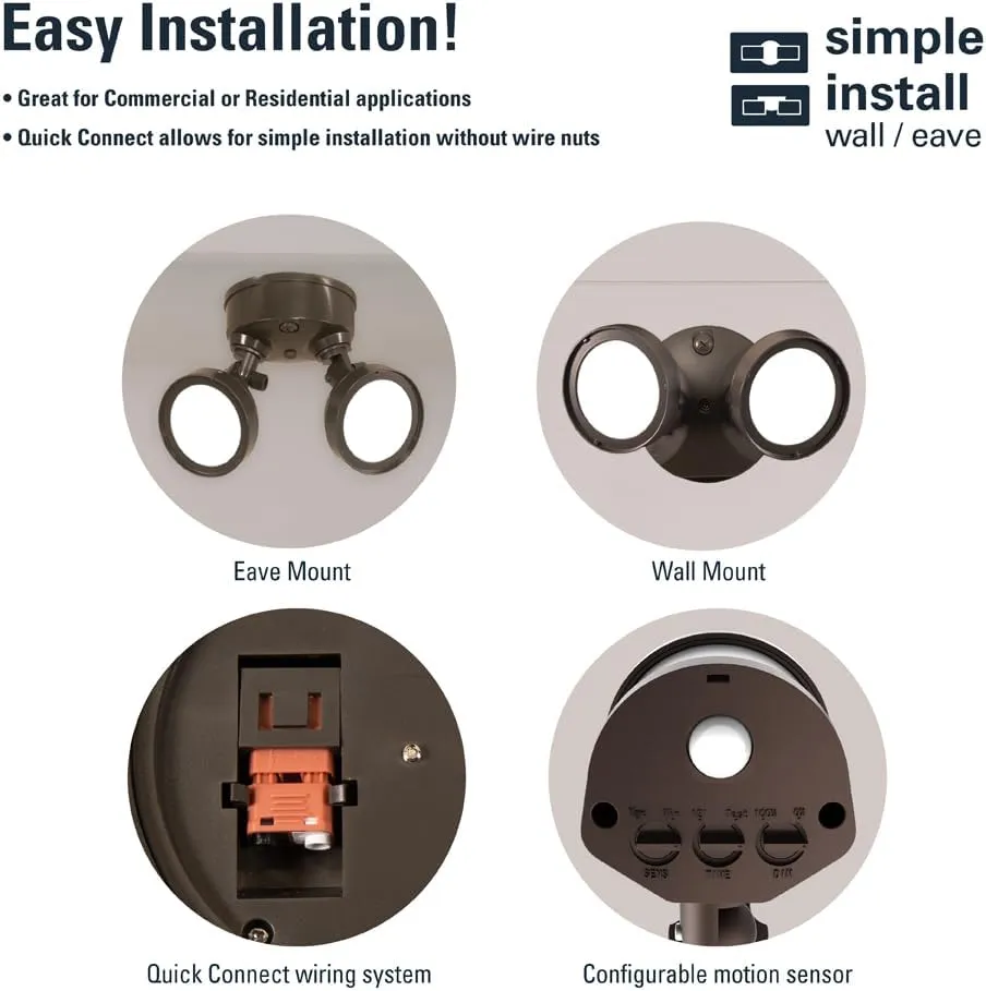 HALO TGS Outdoor Inegrated LED Motion Sensor Flood & Security Light Twin Round Head Bronze
