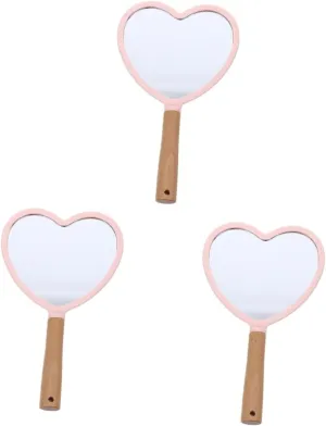 Handheld Makeup Mirror 3pcs Wooden Handle LED Travel Makeup Mirror LED Portable LED Mirror Compact Mirror Wood Handle Cosmetic Mirror Wood Hand Mirror Cosmetic Mirror Supply
