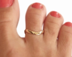 Handmade Gold Curved Band Adjustable Toe Ring, Yellow Gold Plated over Sterling Silver, Classic Dainty Open Toe, Pinky or Knuckle Rings for Women, Beach Foot Jewelry, By MiYa Jewelry Creations