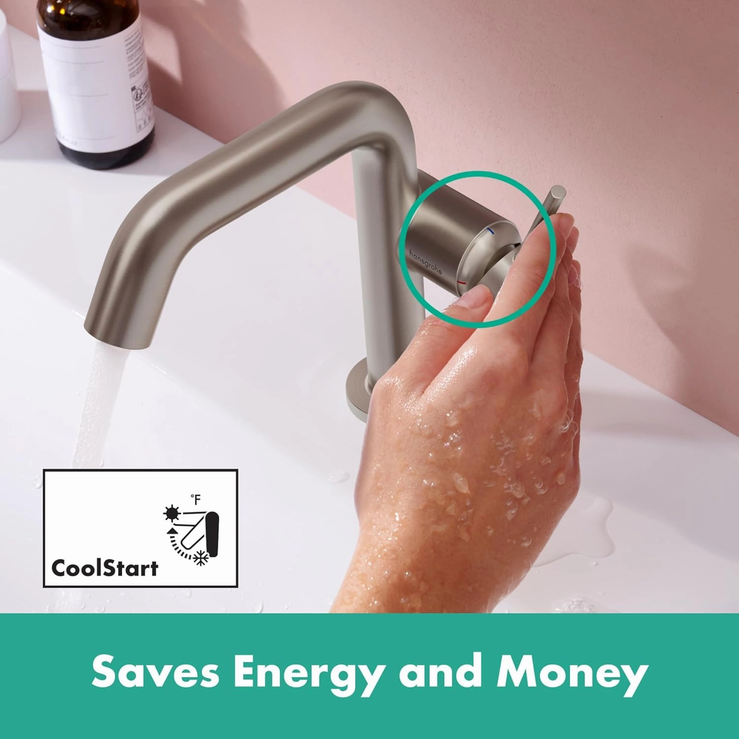 hansgrohe Tecturis S -Handle -Hole 6-inch Tall Bathroom Sink Faucet in Brushed Nickel, 73321821