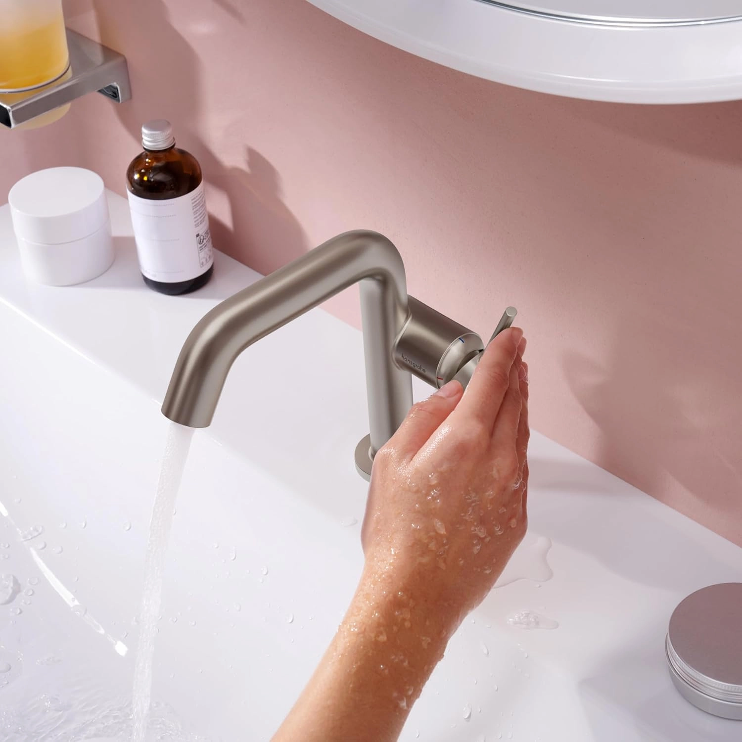 hansgrohe Tecturis S -Handle -Hole 6-inch Tall Bathroom Sink Faucet in Brushed Nickel, 73321821