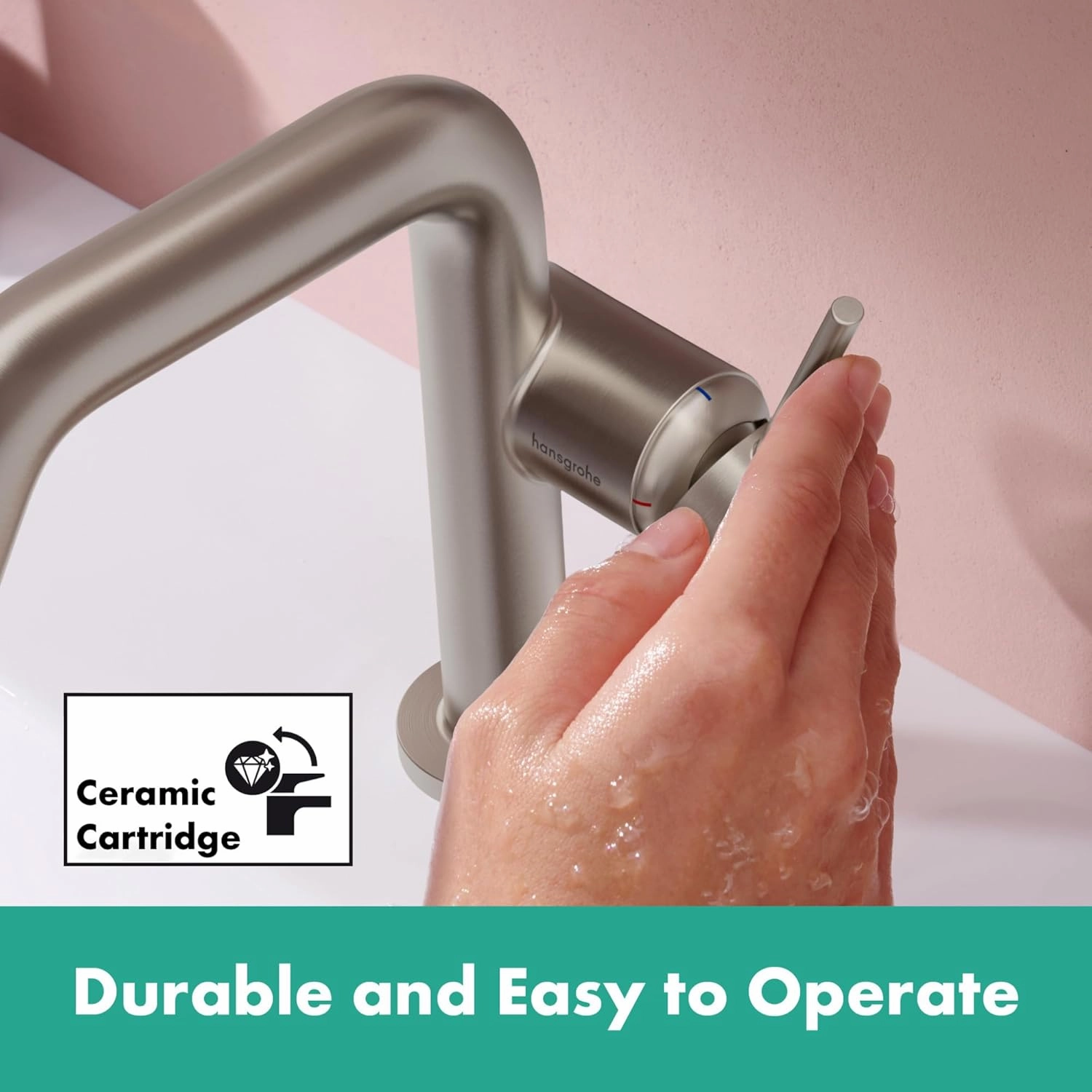 hansgrohe Tecturis S -Handle -Hole 6-inch Tall Bathroom Sink Faucet in Brushed Nickel, 73321821