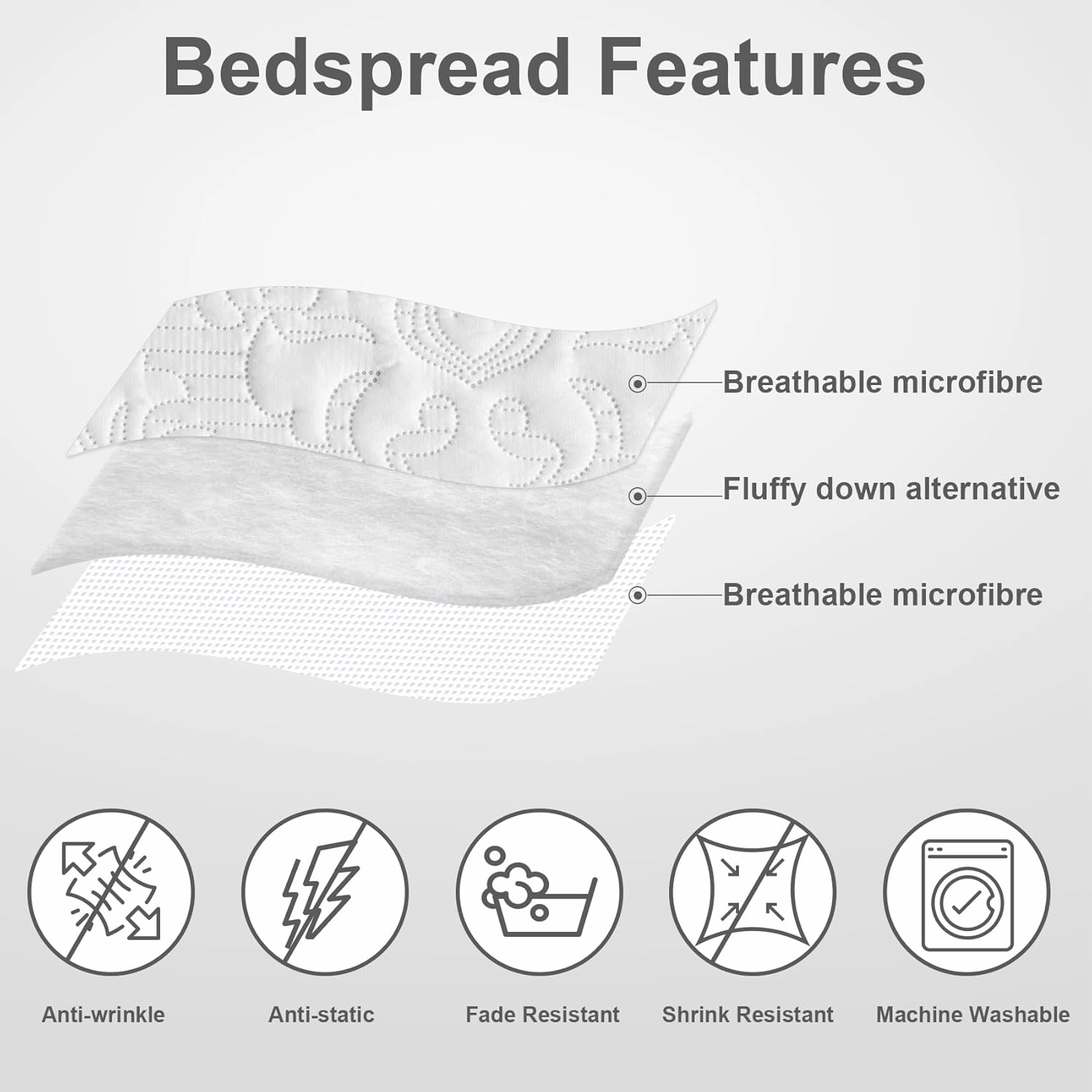 Hansleep White Quilt Queen Size - Damask Ultrasonic Summer Bedspread Queen, Soft Lightweight Coverlet Bedding Set, 3 Pieces (1 Quilt, 2 Pillow Shams)