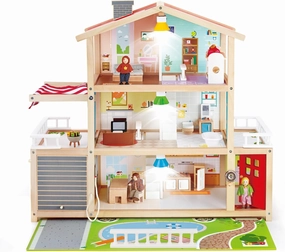 Hape Doll Family Mansion| Award Winning 10 Bedroom Doll House, Wooden Play Mansion with Accessories for Ages 3  Years