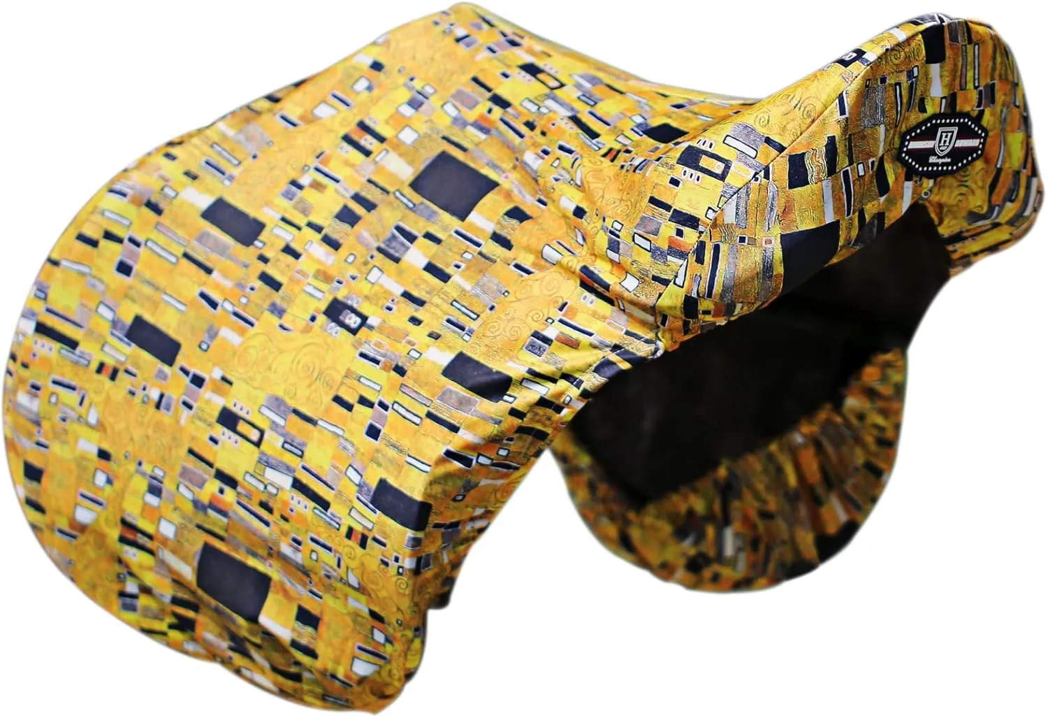 Harrison Howard Stretchy Saddle Cover Keep Saddle Scratch-and-Dust Free Multi-Prints Dressage Saddle Cover-Golden Shape