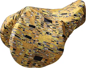 Harrison Howard Stretchy Saddle Cover Keep Saddle Scratch-and-Dust Free Multi-Prints Dressage Saddle Cover-Golden Shape