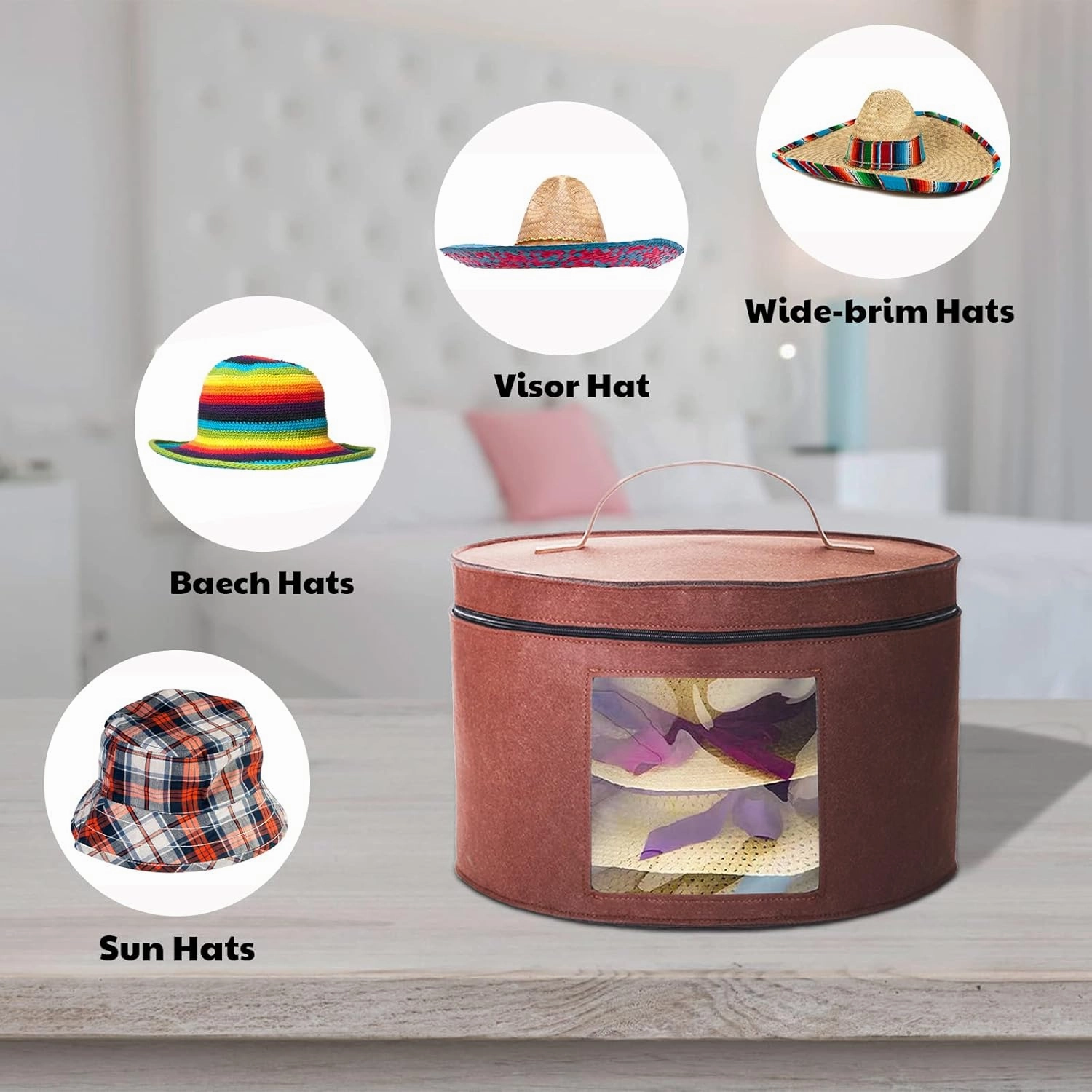 Hat Boxes for Women Storage & Men Hat Boxes With Lids - Large Capacity Hat Box Storage Round Box With Dust proof Lid Toy Storage
