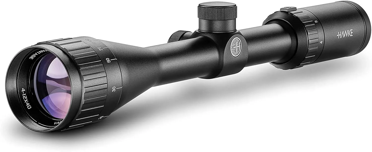 Hawke Hunting Precision H2 Optics Fast Focus Mil Dot Reticle Vantage 4-12x40 AO Riflescope with Match 1 Inch Ring Weaver Rail Mounts, 14141   22113