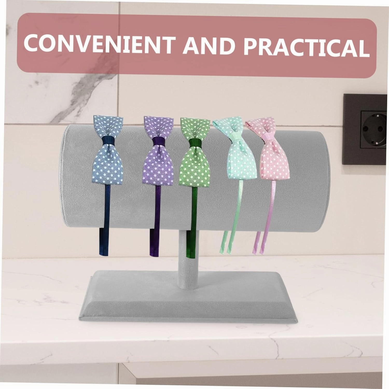 Headband Display Stand Headband Storage Organizer Earring Holder Organizer Hairband Stand Rack Headband Display Holder Jewelry Display Headband Velvet Holder Stand Watch Props Baby (Grey 27.50