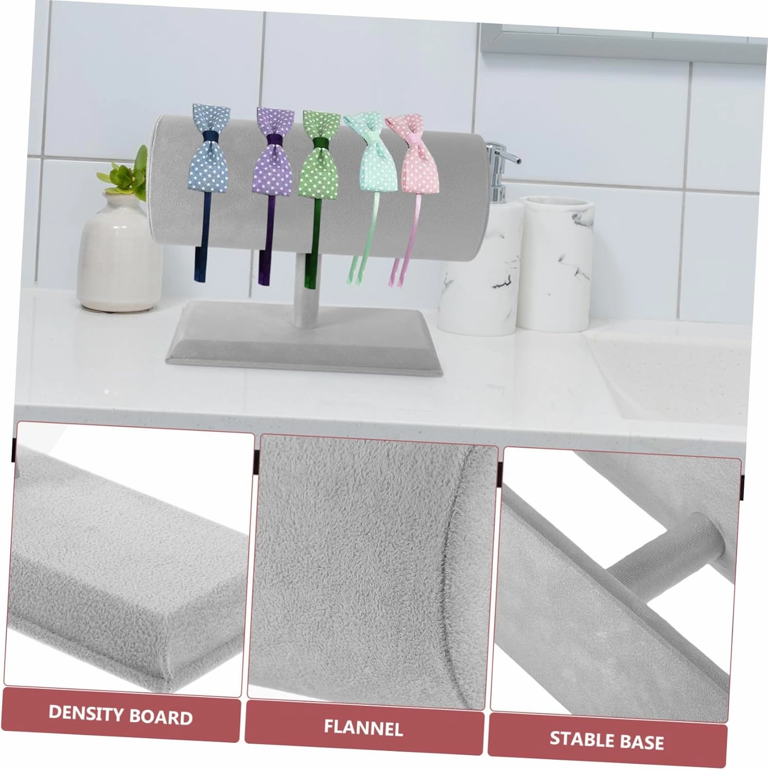 Headband Display Stand Headband Storage Organizer Earring Holder Organizer Hairband Stand Rack Headband Display Holder Jewelry Display Headband Velvet Holder Stand Watch Props Baby (Grey 27.50