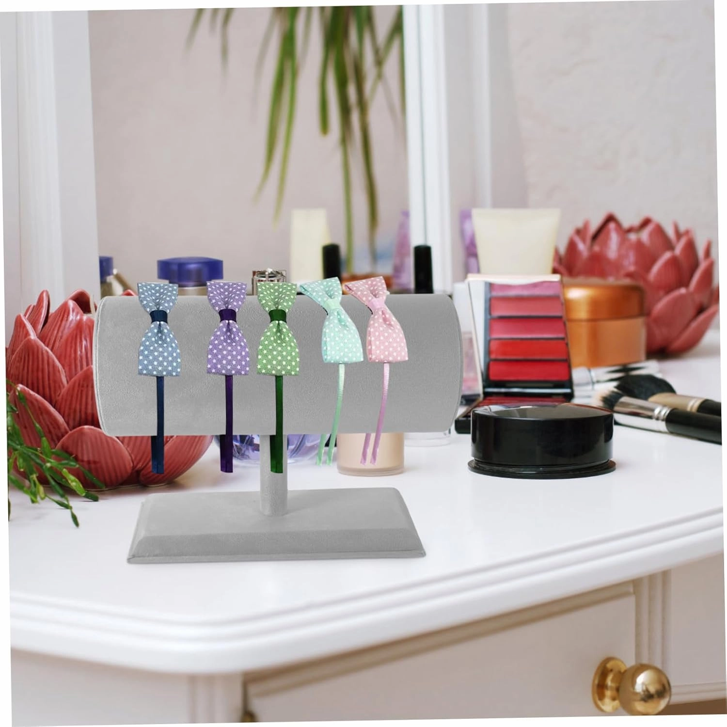 Headband Display Stand Headband Storage Organizer Earring Holder Organizer Hairband Stand Rack Headband Display Holder Jewelry Display Headband Velvet Holder Stand Watch Props Baby (Grey 27.50