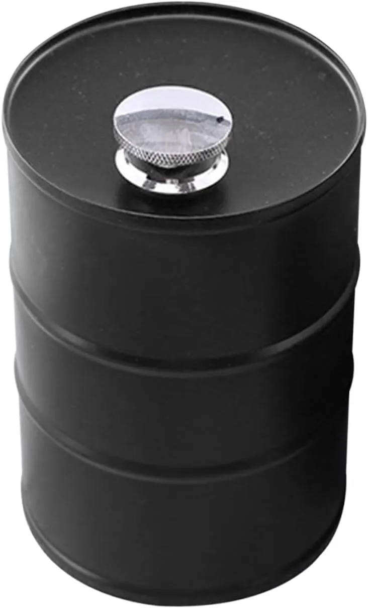 Healifty Beer Wine Flask Stainless Steel Gasoline Drum Shape Liquor Container for Outdoor Adventures Lightweight Rustproof Stylish Design for Camping and Travel