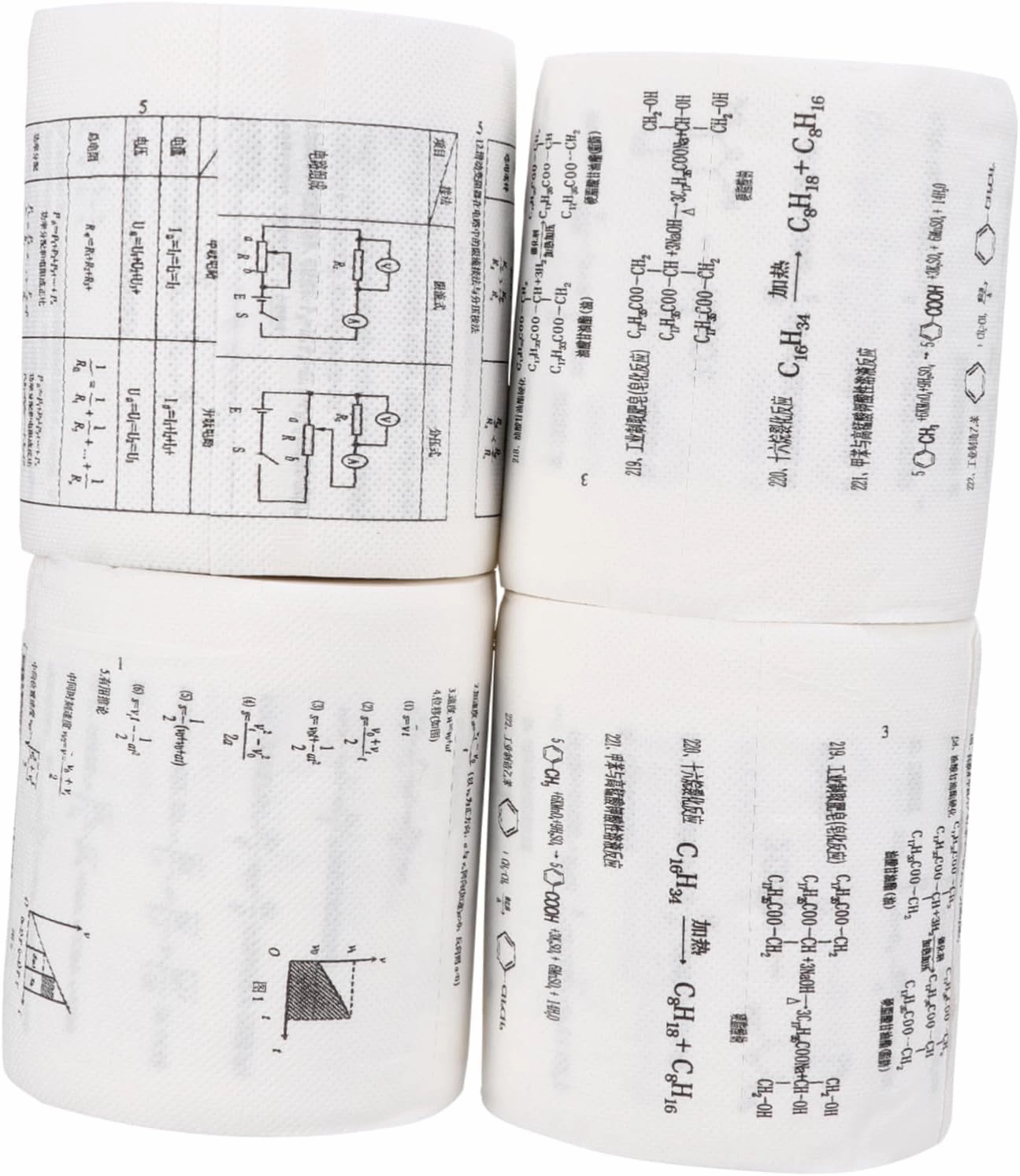 HEALLILY 4 Rolls Funny formula toilet paper Funny Printing Toilet Paper adult funny Toilet virgin wood pulp white Practical Home Tissue Physics Formula Pattern Tissue