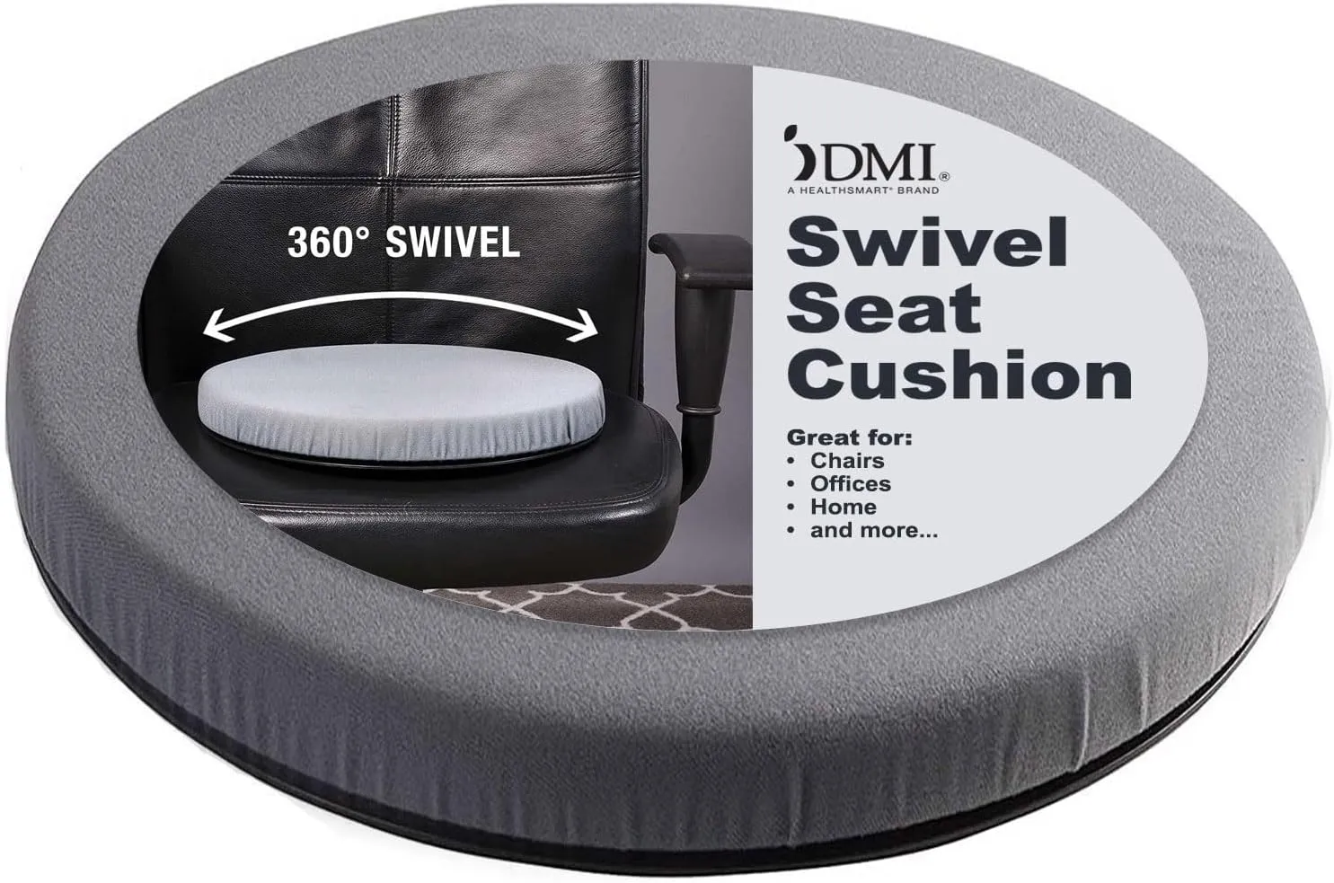 HealthSmart 360 Degree Swivel Seat Cushion, Chair Assist for Elderly, Swivel Seat Cushion for Car, Twisting Disc, Gray, 15 Inches in Diameter (Pack of 1)
