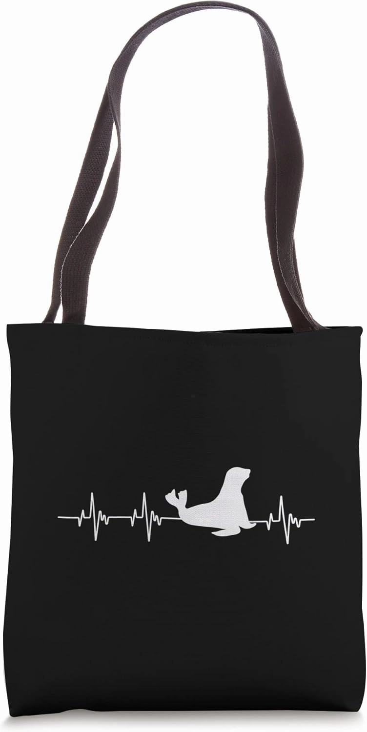 Heartbeat Seal Sea Lion Ocean EKG Pulse Mammal Wild Animal Tote Bag