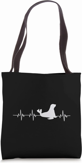Heartbeat Seal Sea Lion Ocean EKG Pulse Mammal Wild Animal Tote Bag