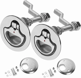 Heavy Duty Boat Cam Latch 316 Stainless Steel, Marine Flush Hatch Pull, Adjustable Locking Arm Height, with Back Plate and Screw(Pack of 2)